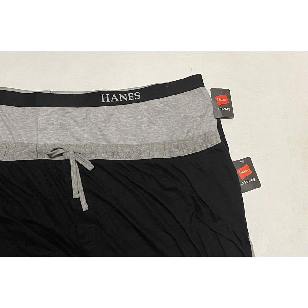 NWT Hanes Classics Cotton Blend Boxers Men's Plus Size 7X Lot Of 2 Black Gray